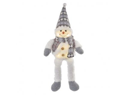 LED vianočný snehuliak sediaci, 31 cm, 3× AA, vnút., teplá biela