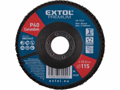 EXTOL PREMIUM 8803462 Kotúč lamelový šikmý korundový, P40, 115mm, diera 22,2mm