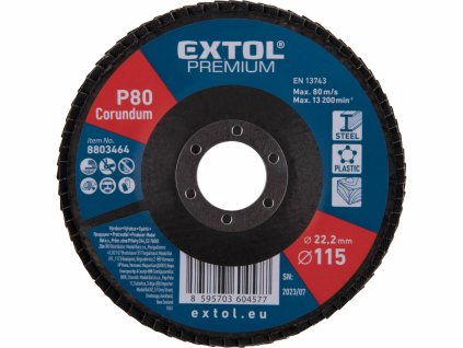 EXTOL PREMIUM 8803464 Kotúč lamelový šikmý korundový, P80, 115mm, diera 22,2mm