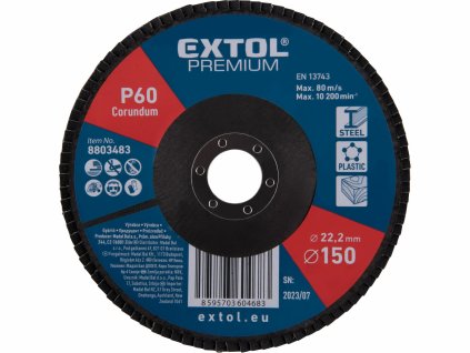 EXTOL PREMIUM 8803483 Kotúč lamelový šikmý korundový, P60, 150mm, diera 22,2mm