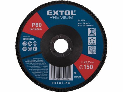 EXTOL PREMIUM 8803484 Kotúč lamelový šikmý korundový, P80, 150mm, diera 22,2mm