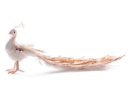 Dekorácia MagicHome Vianoce, Páv, zlatý, páperový, 34x12x15 cm