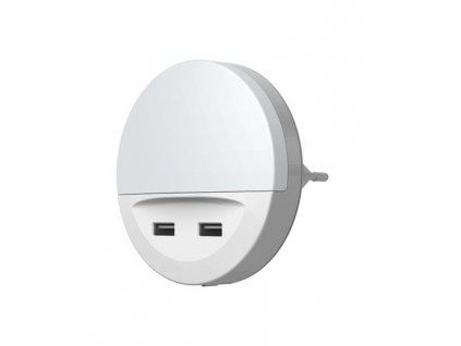 Svietidlo LEDVANCE LUNETTA® USB, LED do zásuvky, 2x USB nabíjací port, 3lm, 3000K, senzor deň-noc