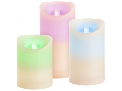 Sviečky MagicHome Vianoce, sada 3 ks, LED, 3xAAA, pravý vosk, jednoduché svietenie, časovač, pohyblivý plameň, 75 mm, 100-125-150 mm