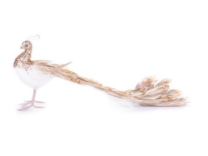 Dekorácia MagicHome Vianoce, Páv, zlatý, páperový, 50x20x23 cm