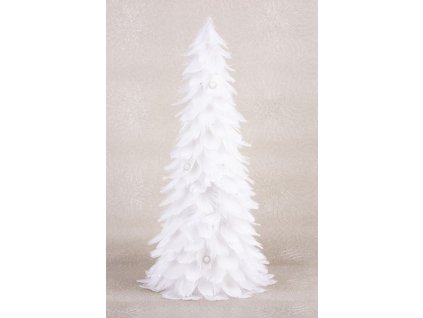 Dekorácia MagicHome Vianoce, Stromček z páperia, biely, 22x46 cm