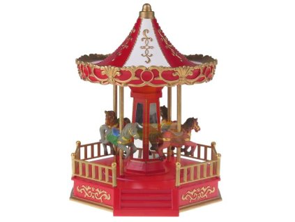 Dekorácia MagicHome Vianoce, Kolotoč, 4 LED meniace farby, s melódiami, 3xAA, interiér, 18,30x20x23,50 cm