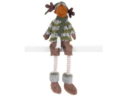 Postavička MagicHome Vianoce, Sob chlapček v krátkych nohaviciach, látkový, zeleno-hnedý, 21x14x70 cm