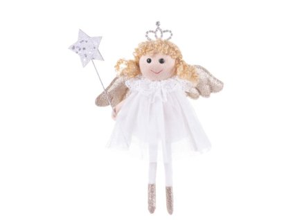 Dekorácia MagicHome Vianoce, Víla, biela, 14x4x19 cm