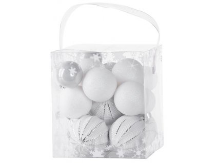 Gule MagicHome Vianoce, 31 ks, bielo - strieborné, mix, na vianočný stromček, 6-3 cm