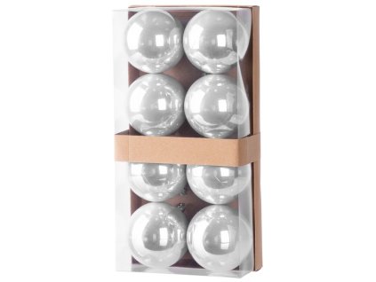 Gule MagicHome Vianoce, 8 ks, strieborné, na vianočný stromček, 7 cm