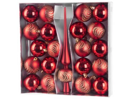 Gule MagicHome Vianoce, sada, 21 ks, 6 cm, červené, špic, na vianočný stromček