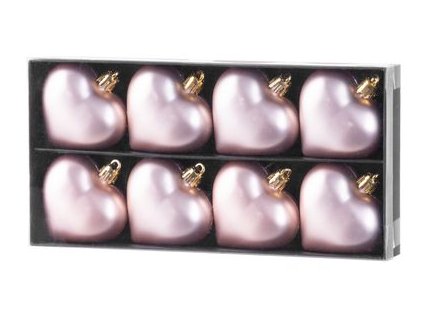 Ozdoba MagicHome Vianoce, bal. 8 ks, 6 cm, srdcia, ružové, na vianočný stromček