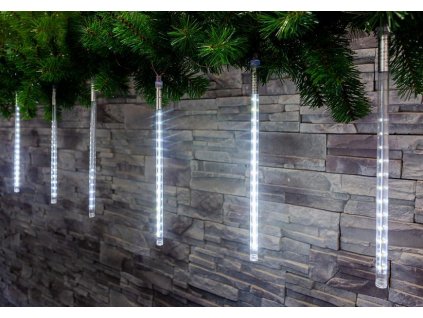 Reťaz MagicHome Vianoce Icicle, 240 LED studená biela, 8 cencúľov, vodopádový efekt, 230 V, 50 Hz, IP44, exteriér, osvetlenie,  L-2,50 x 0,30 m