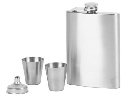 Ploskačka MagicHome, sada, 2x30 ml štamperlíky, lievik, nerez, darčekové balenie