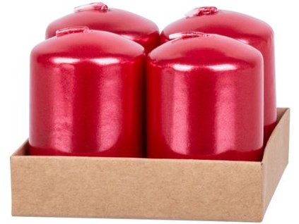 Sviečka MagicHome Vianoce, 4x6 cm, valcová, bal. 4 ks, červená, adventná