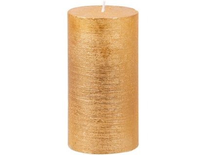 Sviečka MagicHome Vianoce, 6,9x13 cm, valcová, zlatá, metalický efekt