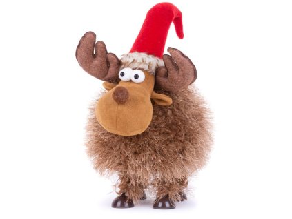 Postavička MagicHome Vianoce, Sob huňatý, hnedý, látkový, 22x20x25 cm