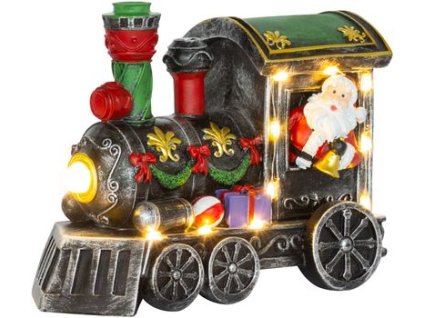 Dekorácia MagicHome Vianoce, Vianočná lokomotíva so santom, LED, 3xAA, interiér