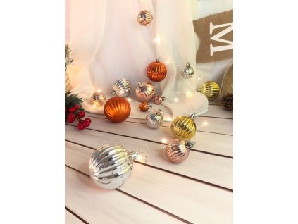 Reťaz MagicHome Vianoce Ball, 20x LED teplá biela, s guľami, 2xAA, jednoduché svietenie, osvetlenie, L-1,9 m