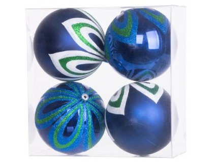 Gule MagicHome Vianoce, 4 ks, modré, s dekoráciou, na vianočný stromček, 10 cm