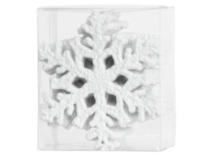 Ozdoba MagicHome Vianoce, 12 ks, snehová vločka, biela, na vianočný stromček, 10 cm