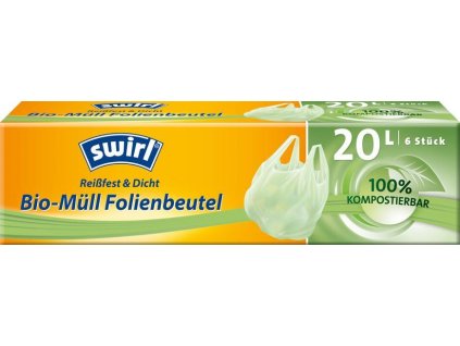 Vrece Swirl BIO, kompostovateľné, s ušami, 20 lit., 6 ks