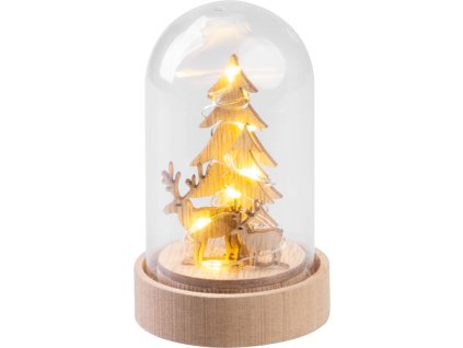 Dekorácia MagicHome Vianoce, stromček v kupole, LED, teplá biela, interiér, 5,5x9 cm
