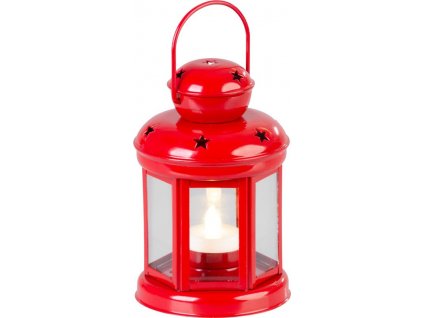 Lampáš MagicHome Vianoce, červený, s LED sviečkou, 10x15/20 cm