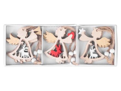 Ozdoba MagicHome Vianoce, anjel, závesná, bal. 9 ks, 5,5x7,5 cm