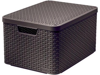 Košík s vekom Curver® STYLE2 LID L, tmavohnený, s vekom, 45x25x33 cm