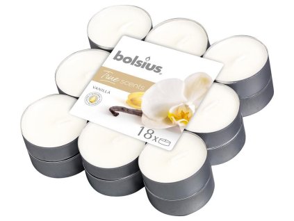 Sviečky Bolsius Tealight True Scents, čajové, vonné, vanilka, bal. 18 ks