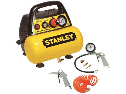 STANLEY DN 200/8/6 KIT – Bezolejový kompresor, 8 bar, 6l nádrž + 6-dielna sada príslušenstva