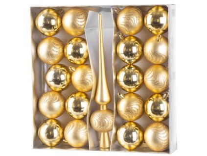 Gule MagicHome Vianoce, sada, 21 ks, 6 cm, zlaté, špic, na vianočný stromček