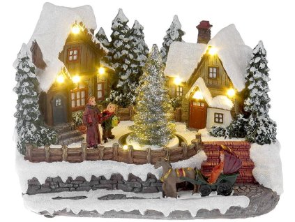 Dekorácia MagicHome Vianoce, Vianočná dedina, LED, 3xAA, interiér