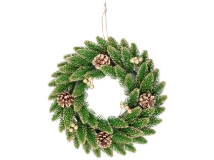 Veniec MagicHome Vianoce, prírodný, pozlátený, 33 cm