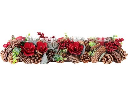 Ikebana MagicHome Vianoce, prírodná, adventná, 50x16x9 cm
