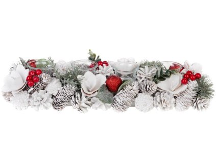Ikebana MagicHome Vianoce, prírodná, biela, adventná, 50x16x9 cm