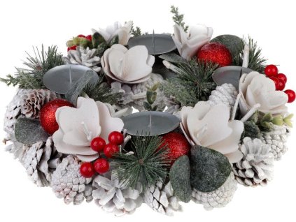 Veniec MagicHome Vianoce, prírodný, biely, adventný, 30 cm