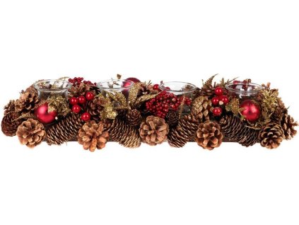 Ikebana MagicHome Vianoce, prírodná, zlatá, adventná, 50x16x9 cm