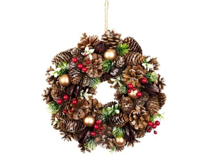 Veniec MagicHome Vianoce, prírodný, závesný, 30x8 cm