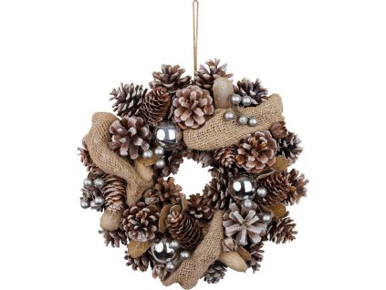 Veniec MagicHome Vianoce, prírodný, krémový, závesný, so stuhou, 30x8 cm