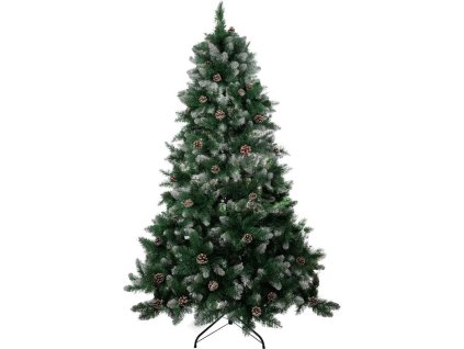 Stromček MagicHome Vianoce Albero, jedľa, zasnežené konce, so šiškami, 200 cm