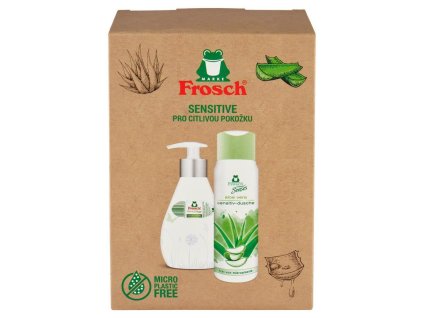 Súprava darčeková Frosch Sensitive, Aloe Vera, sprchový gél a tekuté mydlo, 2x300 ml