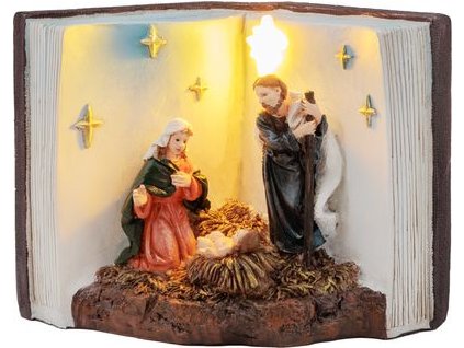 Dekorácia MagicHome Vianoce, Betlehem v knihe, LED, interiér, 13,5x8x9,5 cm
