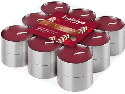 Sviečka Bolsius Starlight Zimné korenie, vínová červená, čajová, 4 hod., bal. 18 ks