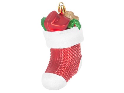 Ozdoba MagicHome Vianoce, sada, 3 ks, 11 cm, ponožky, červené, na vianočný stromček