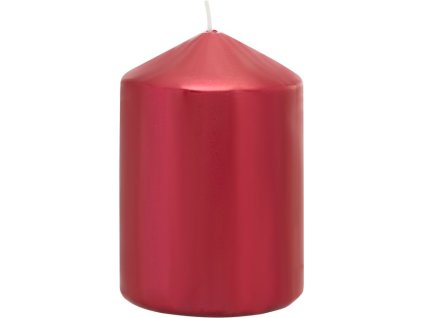Sviečka MagicHome Vianoce, 7x10 cm, valcová, červená, metalický efekt