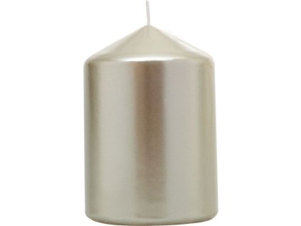 Sviečka MagicHome Vianoce, 7x10 cm, valcová, šampaň, metalický efekt