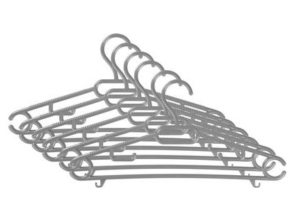 Vešiak Strend Pro, na oblečenie, plastový, čierny/hnedý/sivý, bal. 6 ks, 40x18,5 cm